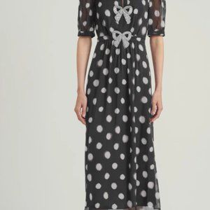 SALONI Jamie Dress In Mono Polka Dot, US Size 0 (UK Size 4)